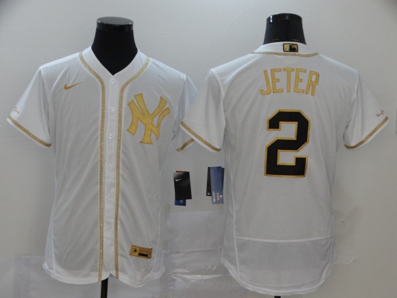Men's New York Yankees Derek Jeter #2 White Alternate Jersey